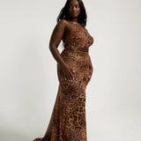 BRONTE GATHERED MESH DRESS