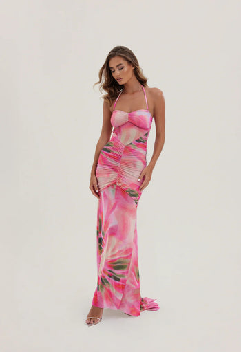 BRONTE GATHERED MESH DRESS