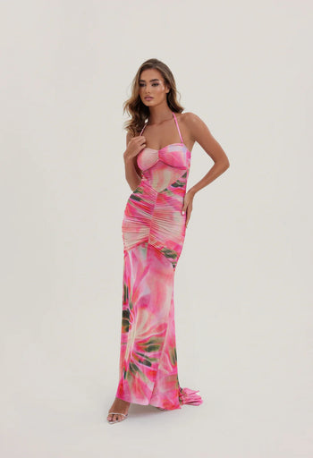 BRONTE GATHERED MESH DRESS