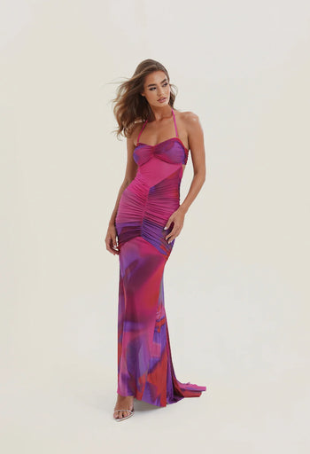 BRONTE GATHERED MESH DRESS