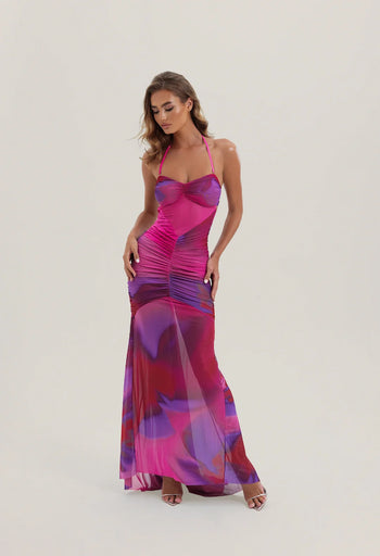 BRONTE GATHERED MESH DRESS