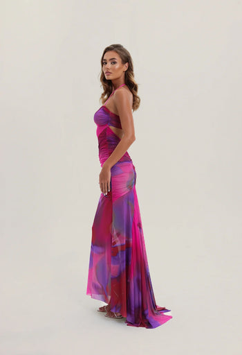 BRONTE GATHERED MESH DRESS