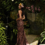 BRONTE GATHERED MESH DRESS