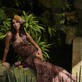 BRONTE GATHERED MESH DRESS