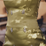 CELESTE CRYSTAL CHARTREUSE MINI DRESS