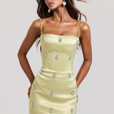 CELESTE CRYSTAL CHARTREUSE MINI DRESS