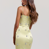 CELESTE CRYSTAL CHARTREUSE MINI DRESS
