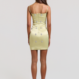 CELESTE CRYSTAL CHARTREUSE MINI DRESS