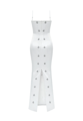 CELESTE CRYSTAL WHITE MAXI DRESS