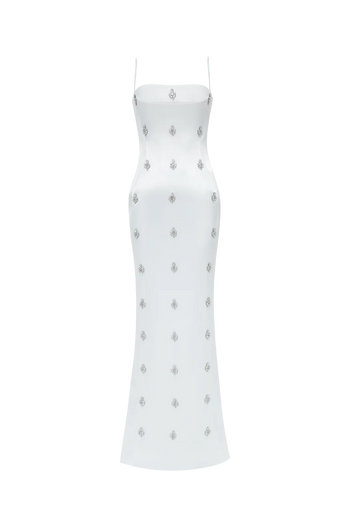 CELESTE CRYSTAL WHITE MAXI DRESS
