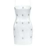 CELESTE CRYSTAL WHITE MINI DRESS