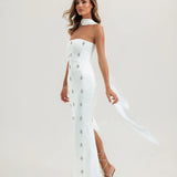CELESTE CRYSTAL WHITE MAXI DRESS