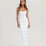 CELESTE CRYSTAL WHITE MAXI DRESS