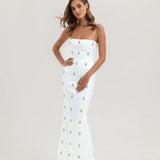 CELESTE CRYSTAL WHITE MAXI DRESS