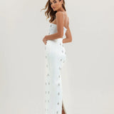 CELESTE CRYSTAL WHITE MAXI DRESS