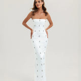 CELESTE CRYSTAL WHITE MAXI DRESS