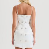 CELESTE CRYSTAL WHITE MINI DRESS