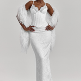 LILLIA SATIN LACE MAXI SKIRT