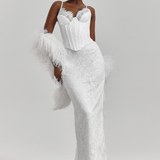 LILLIA SATIN LACE MAXI SKIRT