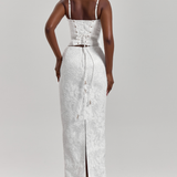 LILLIA SATIN LACE MAXI SKIRT