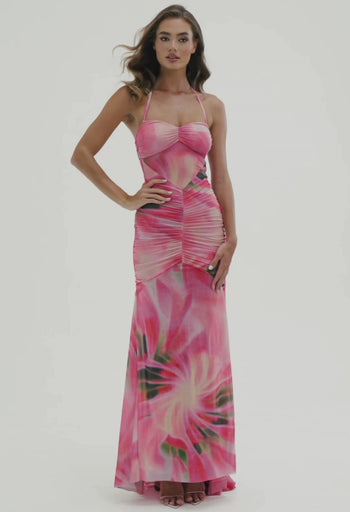 BRONTE GATHERED MESH DRESS