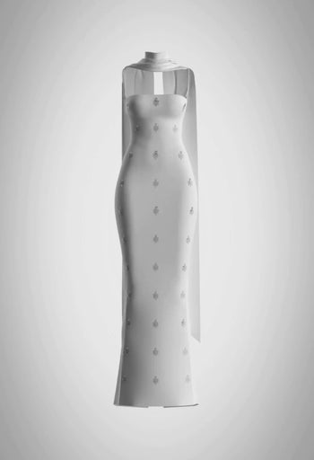 CELESTE CRYSTAL WHITE MAXI DRESS