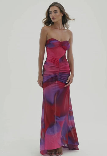 BRONTE GATHERED MESH DRESS